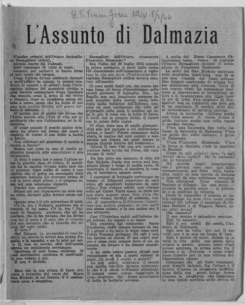 L'Assunto di Dalmazia - Volantino